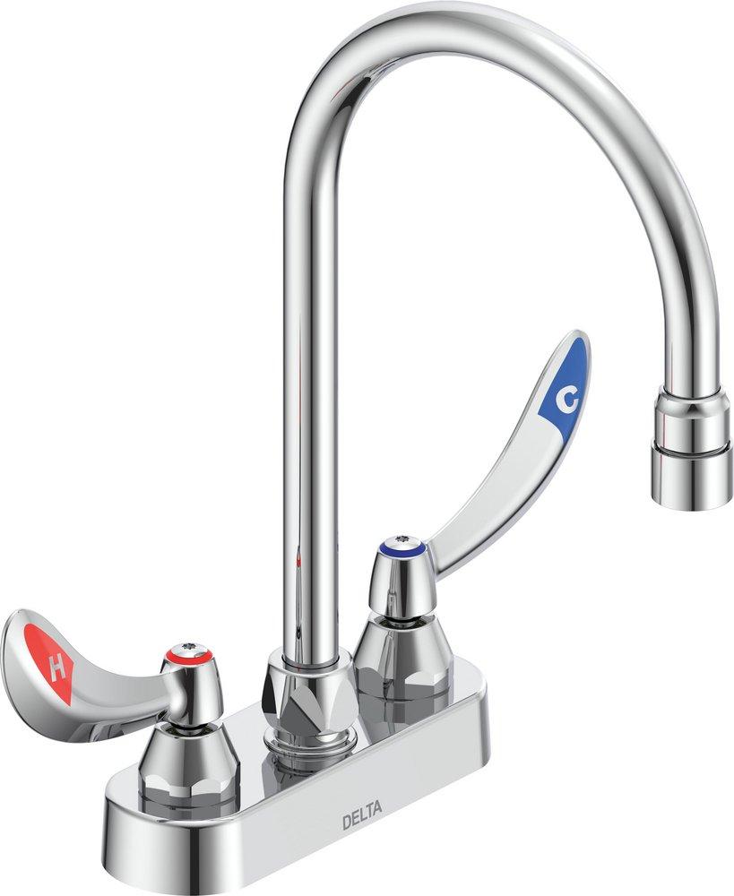 Delta Faucet Chrome Two Wristblade Handle Deck Mount Service Faucet 