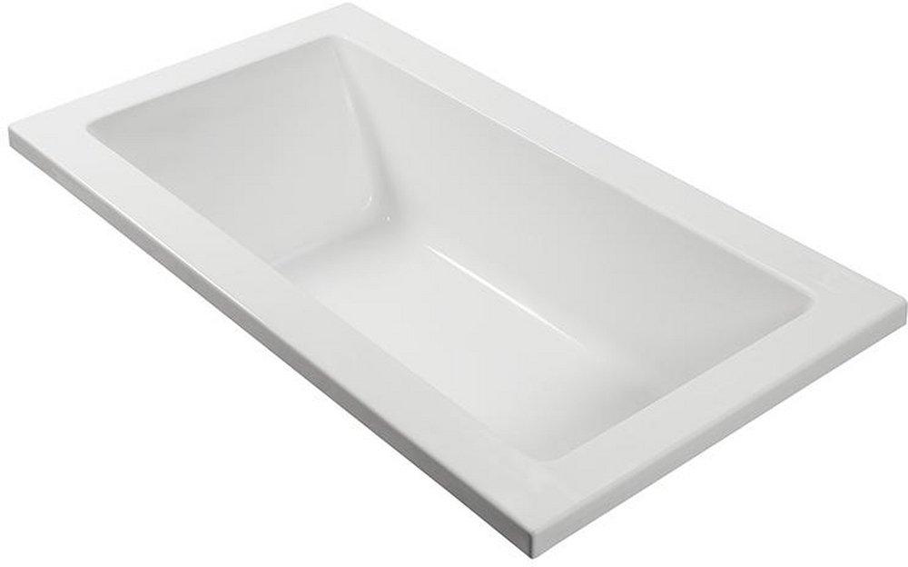 White 54 x 30 in. Air Bath Drop-In Bathtub with End Drain 