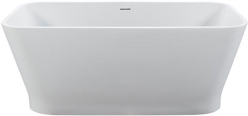 MTI Whirlpools&reg; White Matte 58 x 30 x 20-5/8 in. Engineered Solid Stone Freestanding Rectangle Soaking Bathtub with Center Drain 