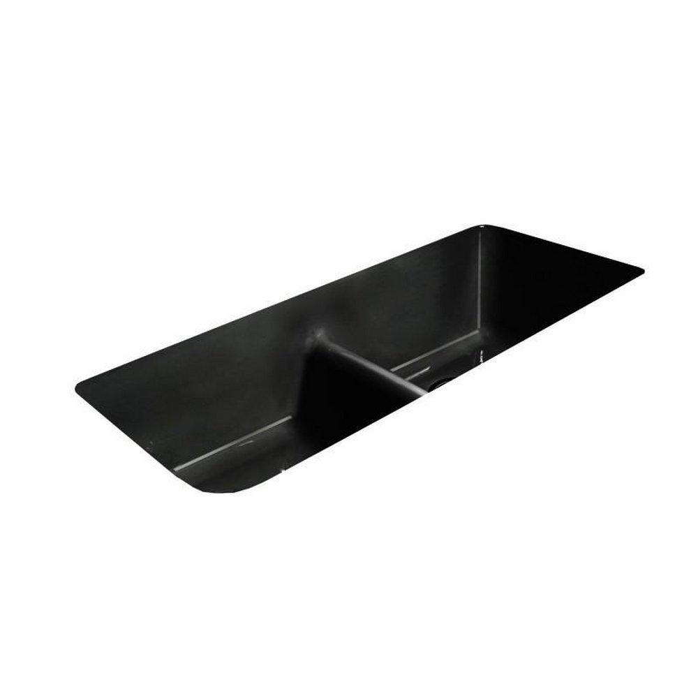 CECO Black 43 x 19-1/2 in. No Hole Cast Iron Double Bowl Undermount Kitchen Sink 