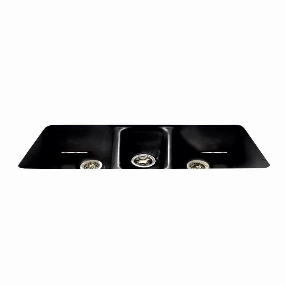 CECO Black 42 x 19 in. No Hole Cast Iron Triple Bowl Undermount Kitchen Sink 