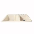 4 Hole Stainless Steel Double Bowl Self-Rimming and Top Mount Kitchen Sink with Rear Center Drain in Biscuit