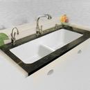 CECO White 43 x 19-1/2 in. No Hole Cast Iron Double Bowl Undermount Kitchen Sink 