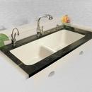 CECO Biscuit 43 x 19-1/2 in. No Hole Cast Iron Double Bowl Undermount Kitchen Sink 