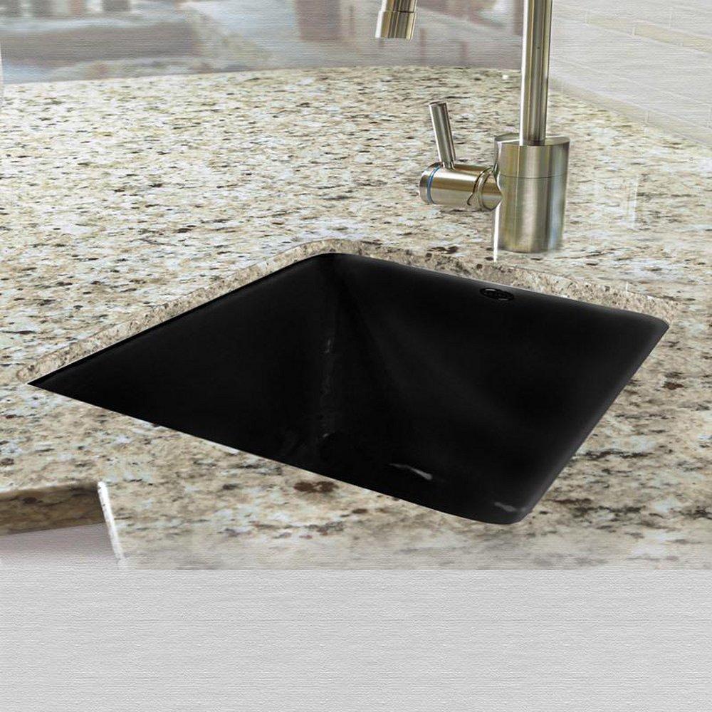 Commercial Enameling Black 16 x 17-1/2 in. No Hole Undermount Cast Iron Bar Sink 