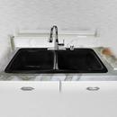 Commercial Enameling Black 4 Hole Double Bowl Self-Rimming and Top Mount Kitchen Sink with Rear Center Drain 