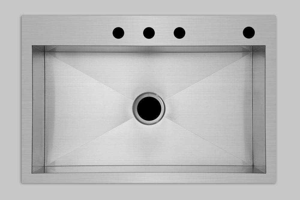 Signature Hardware Stainless Steel 33 x 22 in. Stainless Steel Single Bowl Undermount Kitchen Sink 