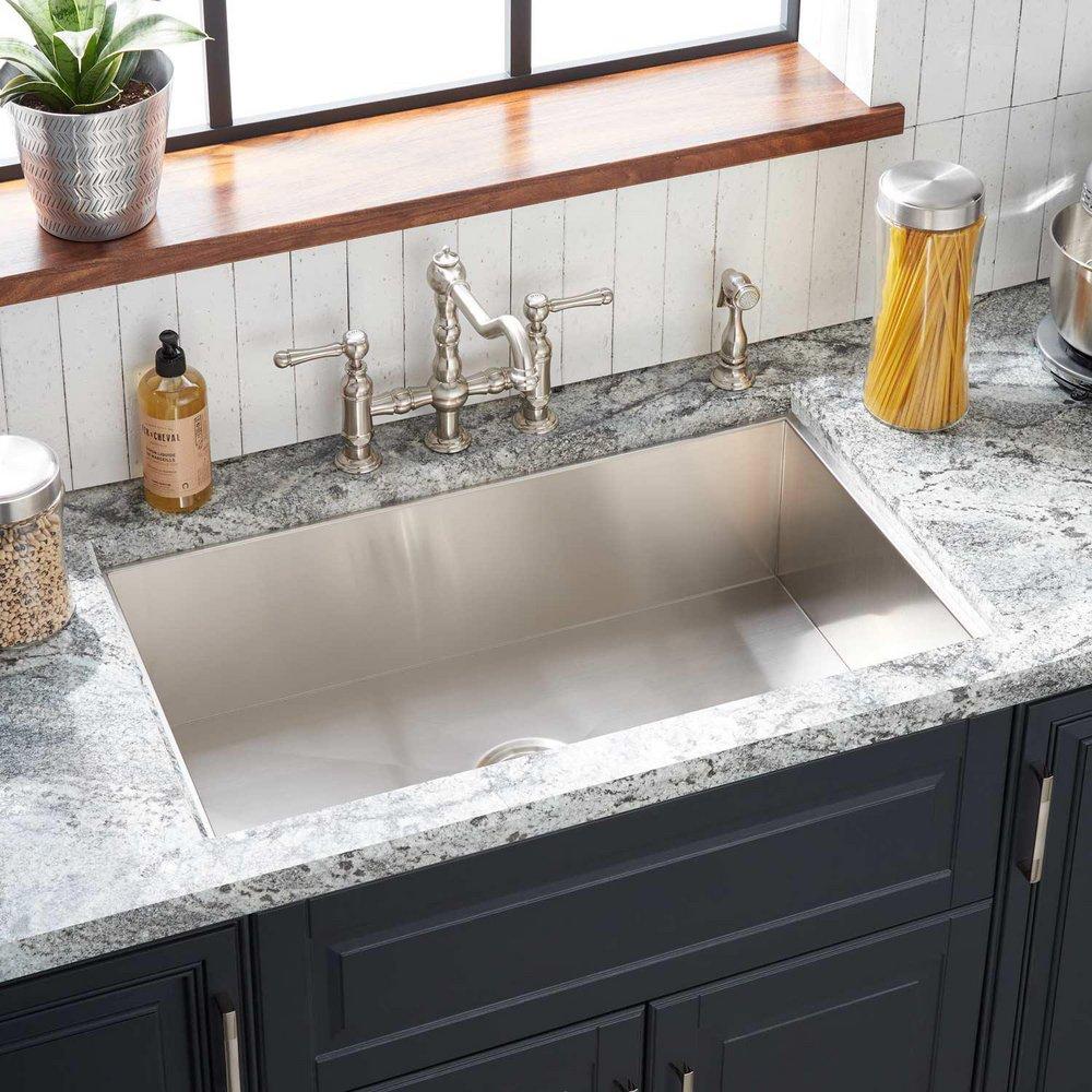 Signature Hardware Stainless Steel 33 x 22 in. Stainless Steel Single Bowl Undermount Kitchen Sink 
