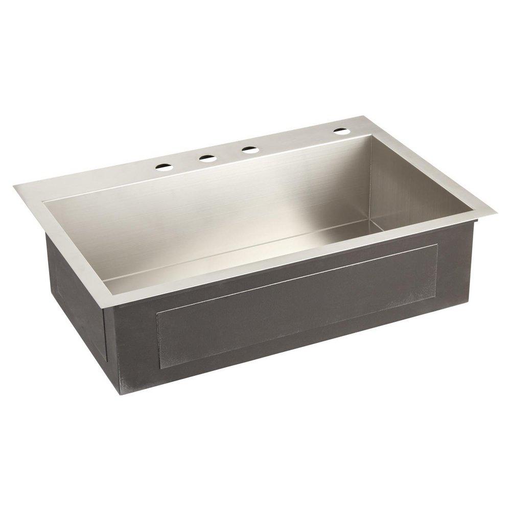 Signature Hardware Stainless Steel 33 x 22 in. Stainless Steel Single Bowl Undermount Kitchen Sink 