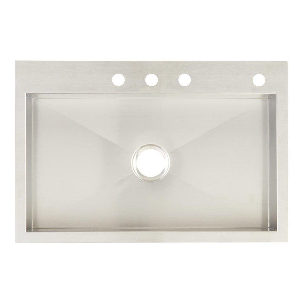 Signature Hardware Stainless Steel 33 x 22 in. Stainless Steel Single Bowl Undermount Kitchen Sink 