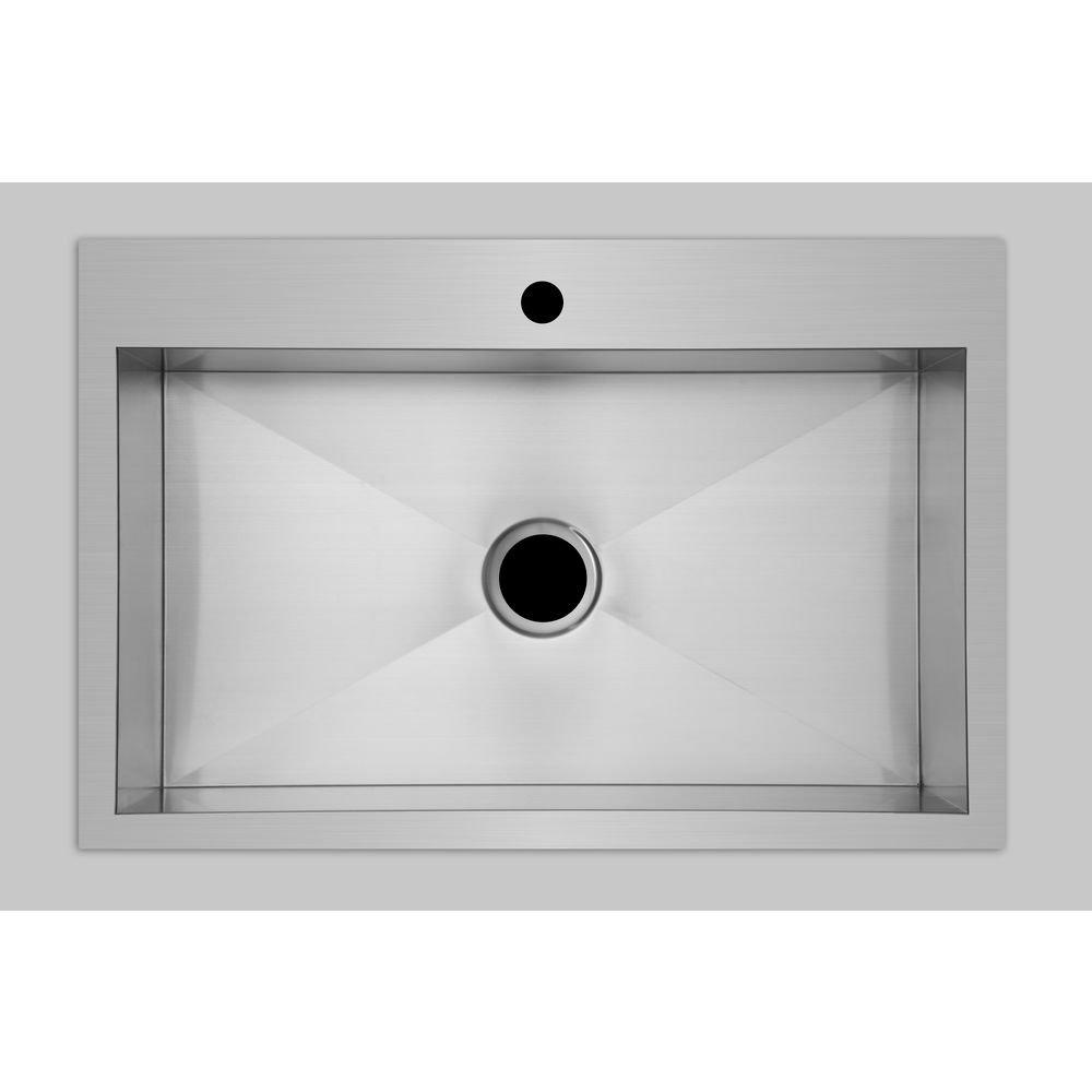Signature Hardware Stainless Steel 33 x 22 in. 3-Hole Single Bowl Undermount Kitchen Sink 