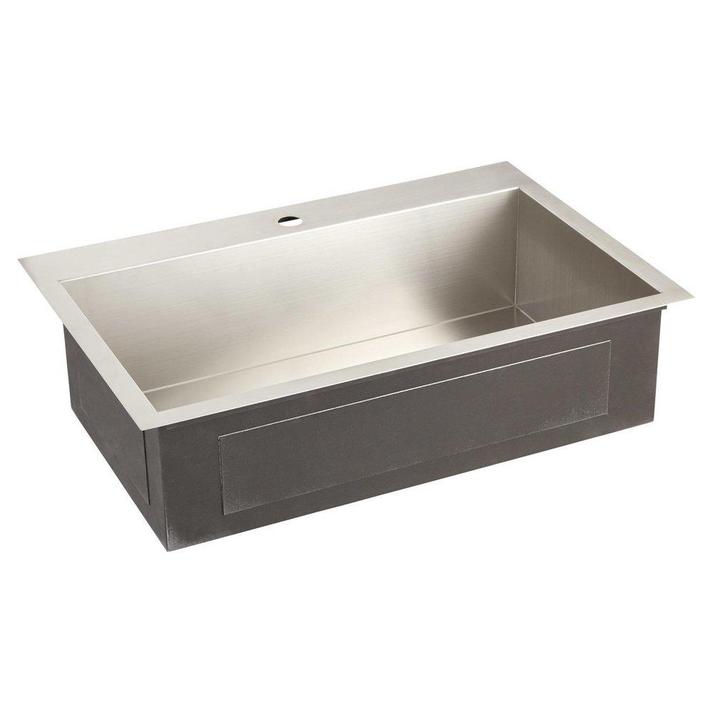 Signature Hardware Stainless Steel 33 x 22 in. Stainless Steel Single Bowl Undermount Kitchen Sink with Sound Dampening 