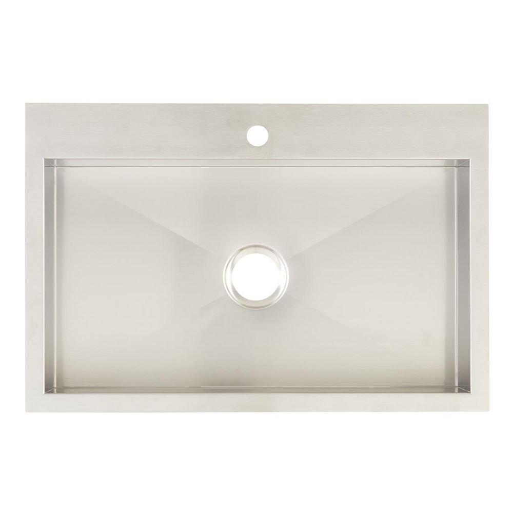 Signature Hardware Stainless Steel 33 x 22 in. 3-Hole Single Bowl Undermount Kitchen Sink 
