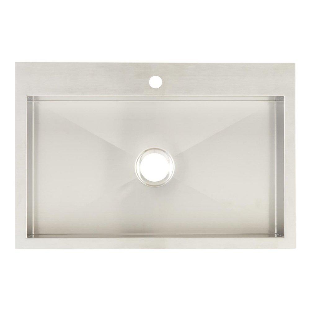Signature Hardware Stainless Steel 33 x 22 in. Stainless Steel Single Bowl Undermount Kitchen Sink with Sound Dampening 