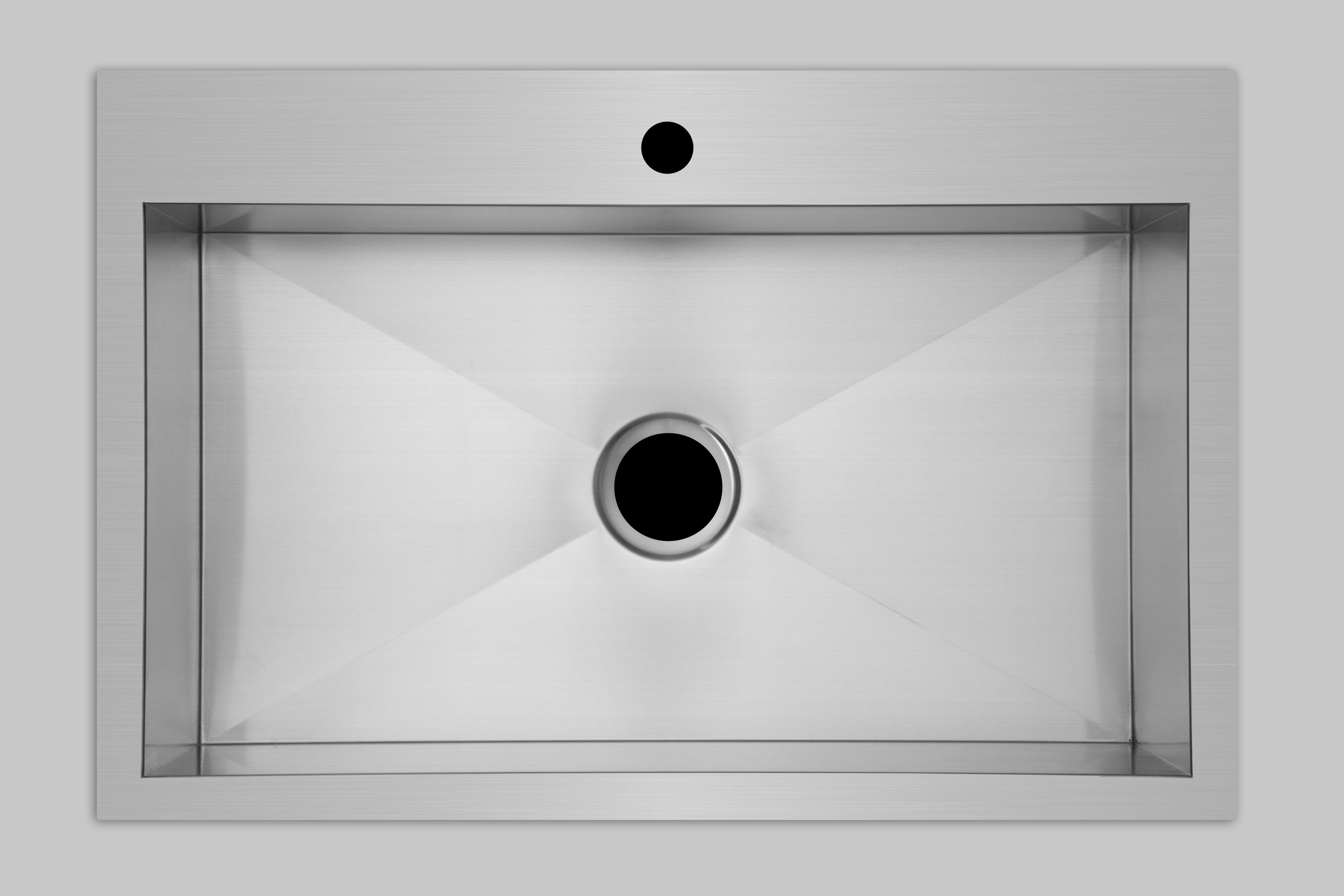 Signature Hardware Stainless Steel 33 x 22 in. 3-Hole Single Bowl Undermount Kitchen Sink 