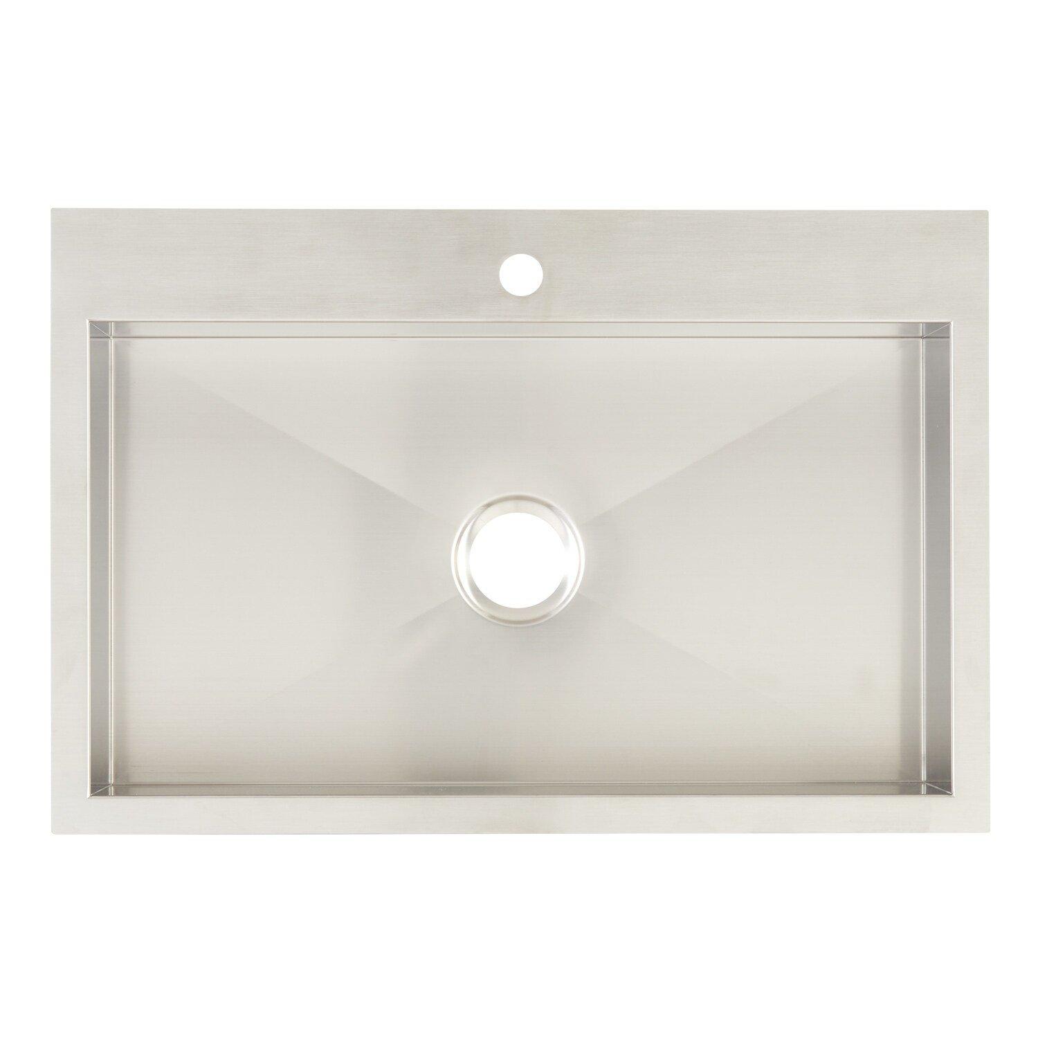Signature Hardware Stainless Steel 33 x 22 in. 3-Hole Single Bowl Undermount Kitchen Sink 