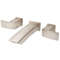 Two Handle Wall Mount Widespread Bathroom Sink Faucet in Brushed Nickel