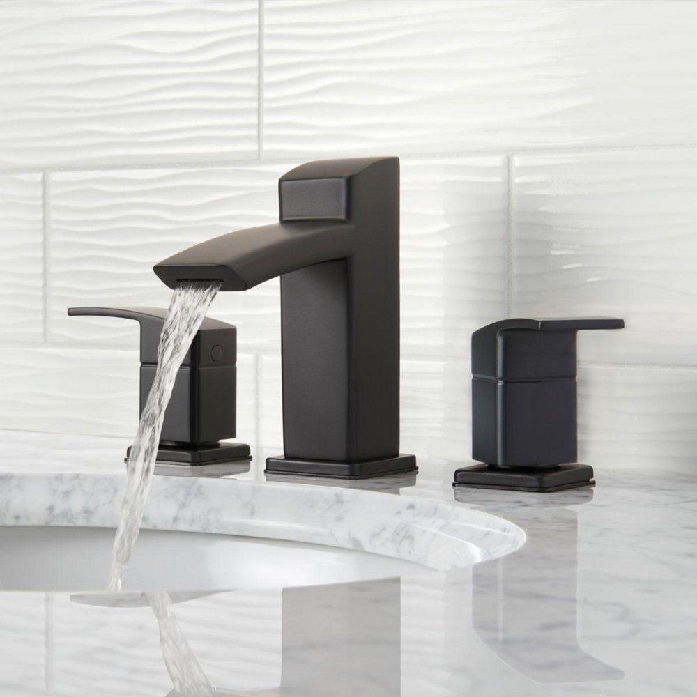 Pfister Black 11-1/4 in. 1.2 gpm 3-Hole Widespread Bath Faucet with Double Lever Handle 