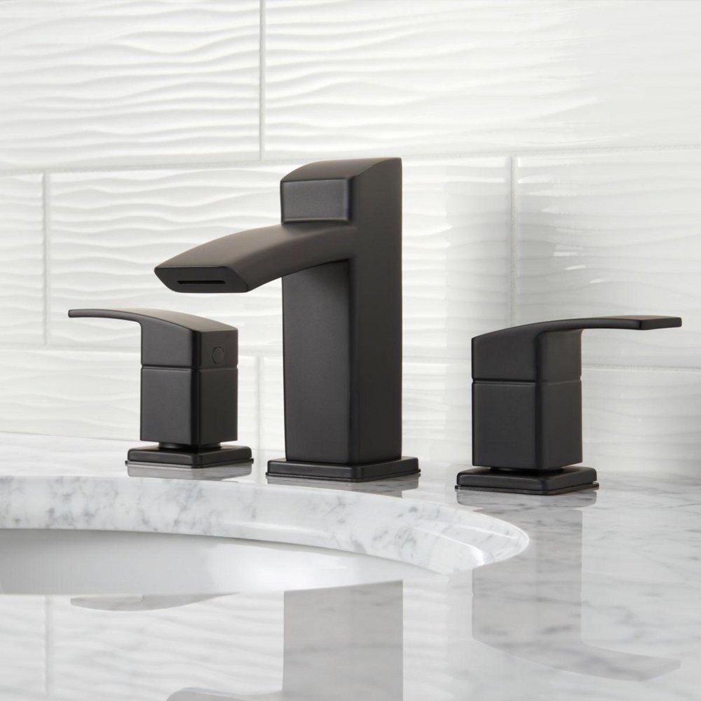 Pfister Black 11-1/4 in. 1.2 gpm 3-Hole Widespread Bath Faucet with Double Lever Handle 