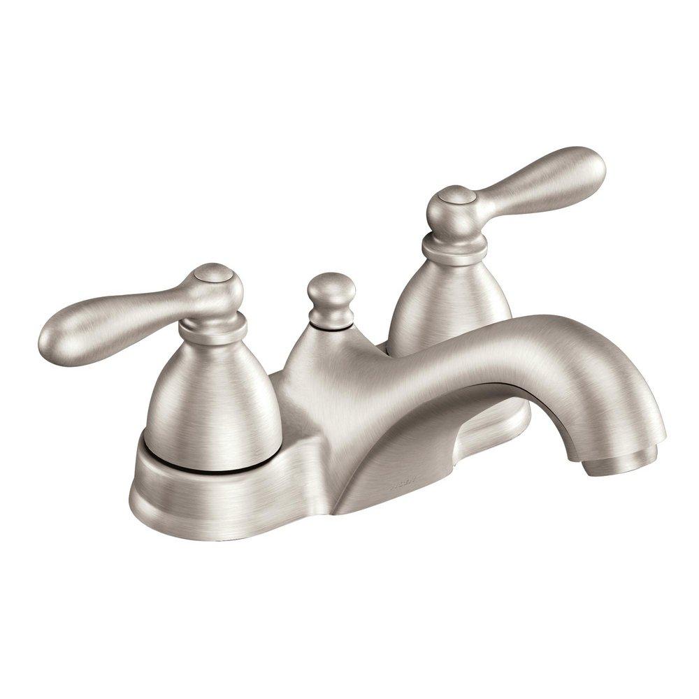 Moen Spot Resist Brushed Nickel Bathroom Sink Faucet with Double Lever Handle 