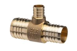 1-1/2 x 1-1/4 x 3/4 in. Barbed Reducing Brass Tee