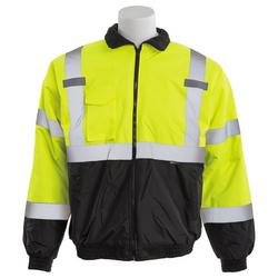 Class 3 Bomber Jacket with Quilted Lining and Black Bottom in Hi-Viz Yellow, Size Large