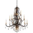 Metropolitan Raven Bronze/Sunburst Gold Leaf 60W 15-Light Candelabra E-12 Chandelier 
