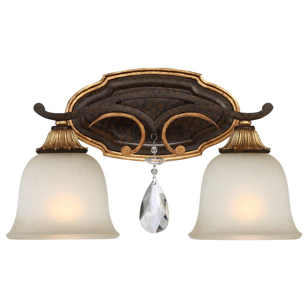 Metropolitan Raven Bronze/Sunburst Gold Leaf 9-1/2 in. 100W 2-Light Medium E-26 Base Bath Vanity Light 