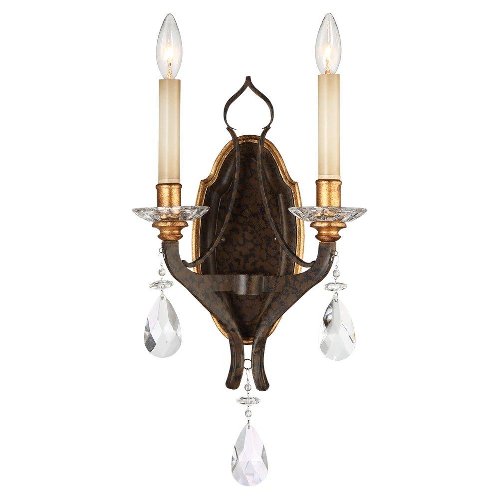 Metropolitan Raven Bronze/Sunburst Gold Leaf 60W 2-Light Candelabra E-12 Wall Sconce 