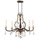Metropolitan Raven Bronze/Sunburst Gold Leaf 60W 6-Light Candelabra E-12 Base Pendant 