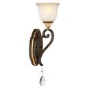 1-Light 6in. Wide Bathroom Wall Sconce with Driftwood Glass Shade and Crystal Accents in Raven Bronze