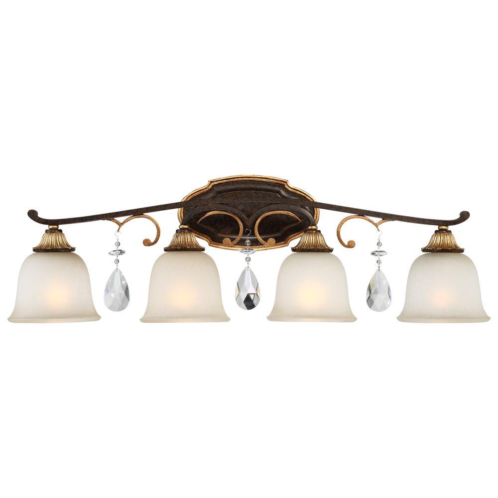 Metropolitan Raven Bronze/Sunburst Gold Leaf 9-1/2 in. 100W 4-Light Medium E-26 Base Bath Vanity Light 
