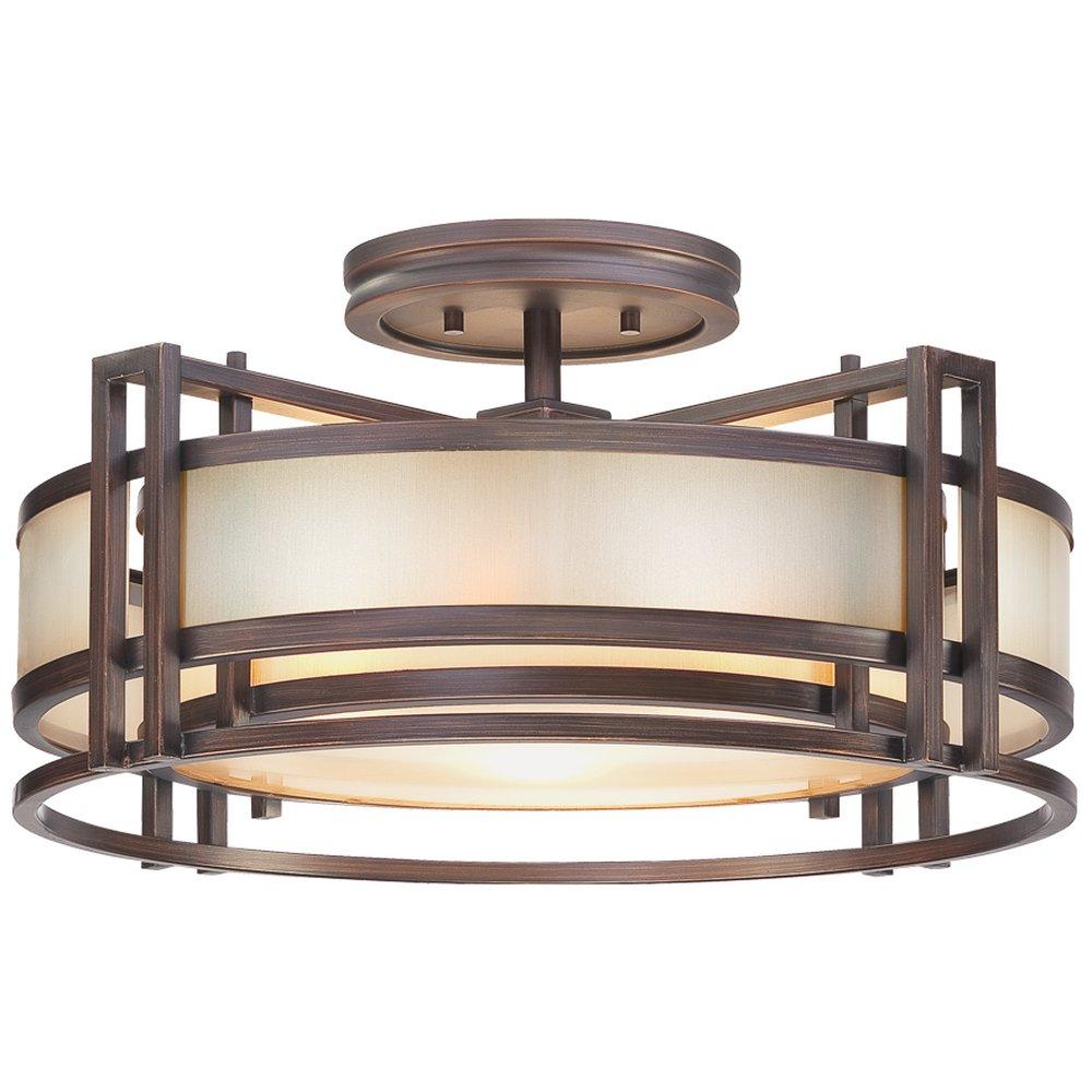 Metropolitan Cimarron Bronze 60W 3-Light Medium E-26 Base Semi-Flush Mount Ceiling Fixture 