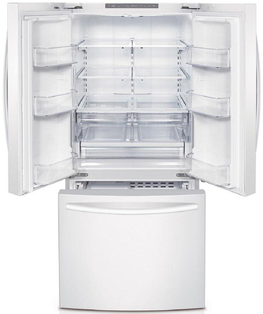 Samsung White 29-3/4 in. 21.6 cu. ft. Bottom Mount Freezer, French Door, Full Refrigerator 