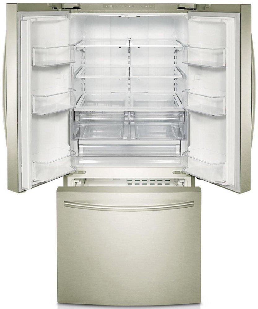Samsung Stainless Platinum 29-3/4 in. 21.6 cu. ft. Bottom Mount Freezer, French Door, Full Refrigerator 