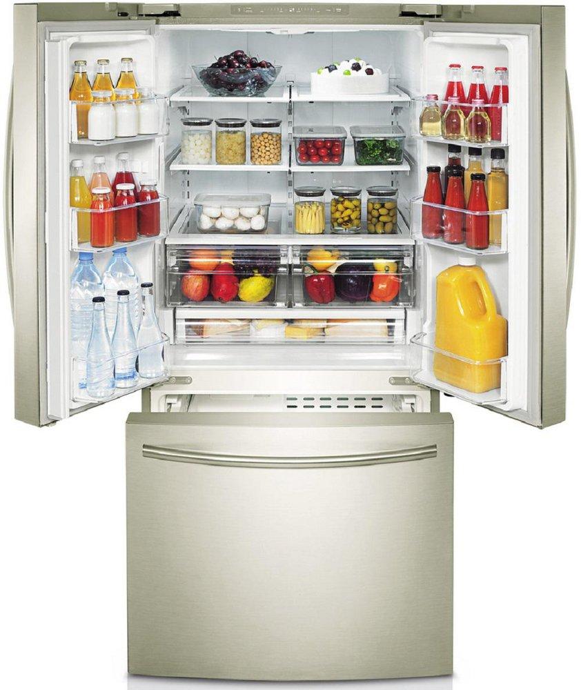 Samsung Stainless Platinum 29-3/4 in. 21.6 cu. ft. Bottom Mount Freezer, French Door, Full Refrigerator 