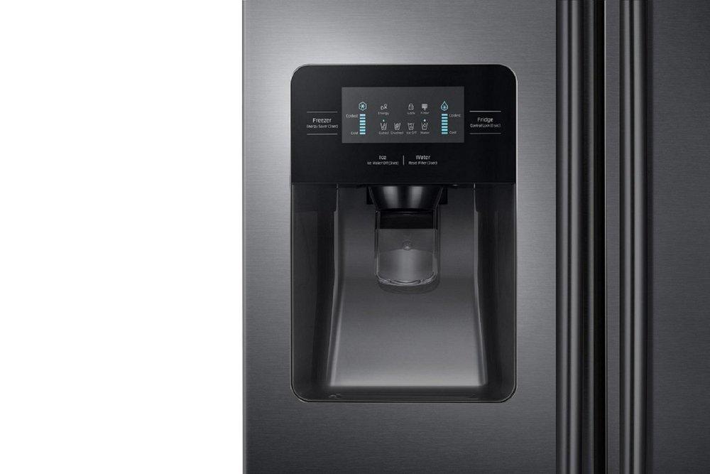 Samsung Fingerprint Resistant Black Stainless Steel 35-3/4 in. 24.52 cu. ft. Side-By-Side, Full Refrigerator 