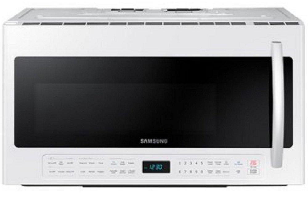 Samsung White 16-15/16 in. 2.1 cf Over-the-Range Microwave with Multi-Sensor Cooking 