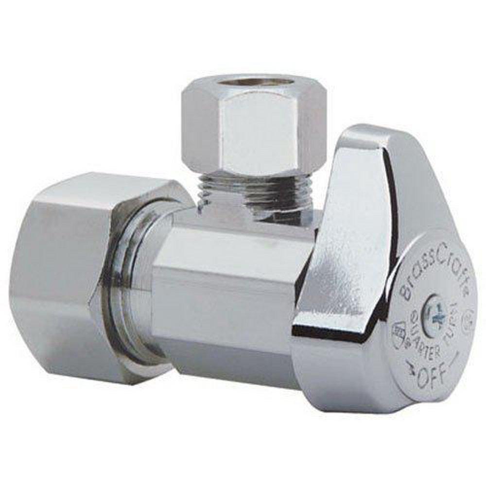 BrassCraft Polished Chrome 1/2 in x 3/8 in Lever Handle Angle Supply Stop Valve 