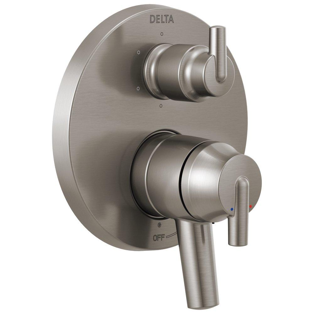 Delta Faucet Brilliance&reg; Stainless 6-5/8 in. 6-Setting Integrated Diverter Valve Trim 