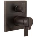 Two Handle Thermostatic Valve Trim with Integrated Diverter & Volume Control in Venetian Bronze