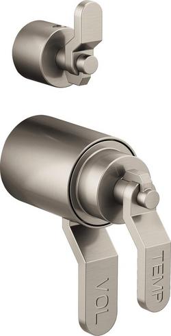 Tempassure® Thermostatic Valve With Diverter Trim Handle Kit - Industrial Lever in Brilliance® Luxe Nickel®
