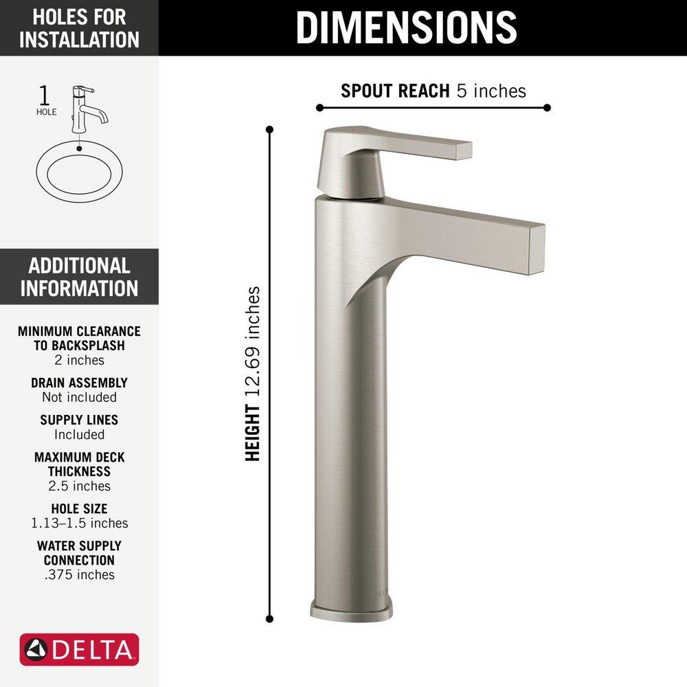Delta Faucet Stainless Single Handle Vessel Filler Bathroom Sink Faucet 