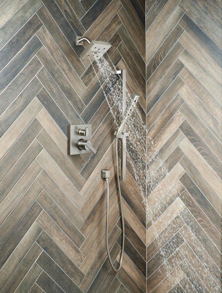 Delta Faucet Brilliance&reg; Stainless Two Handle Multi Function Bathtub & Shower Faucet Trim Only 