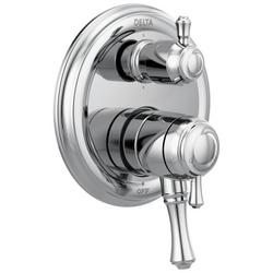 Three Handle Pressure Balancing Valve Trim with Integrated Diverter in Chrome