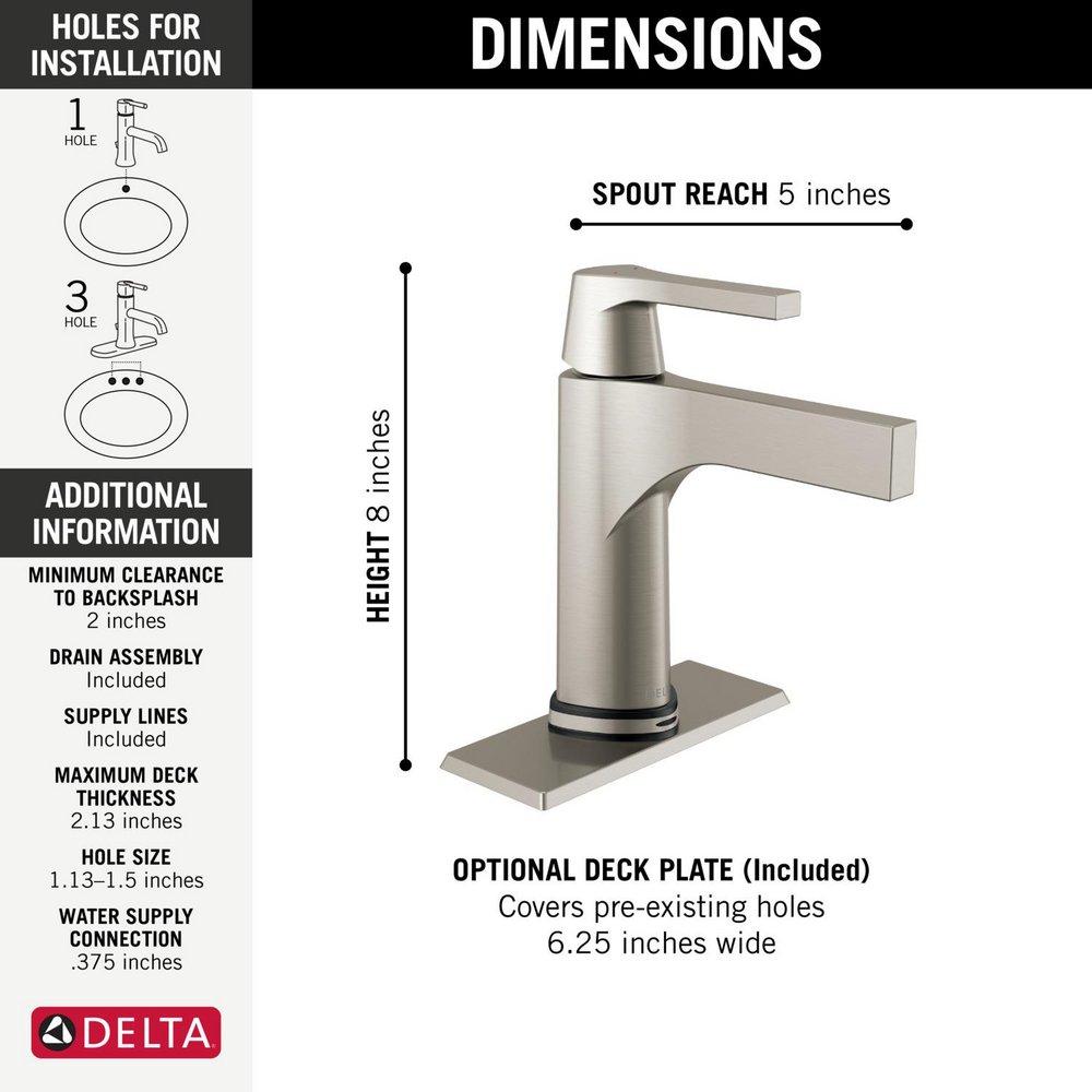 Delta Faucet Brilliance Stainless Single Handle Monoblock Bathroom Sink Faucet 