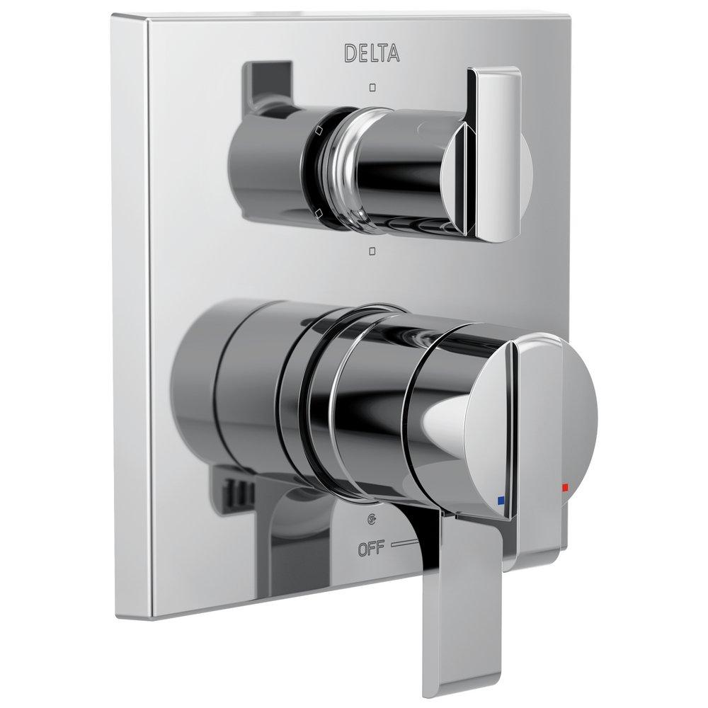 Delta Faucet Chrome 6-13/16 in. Triple Handle Valve Trim with 6-Setting Integrated Diverter 