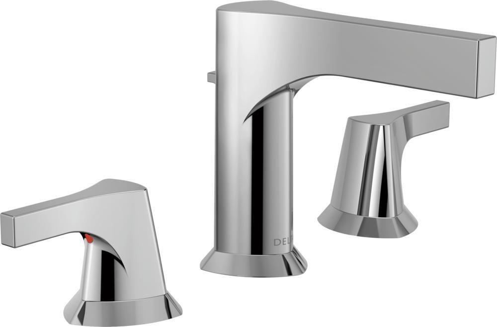 Delta Faucet Chrome Two Handle Widespread Bathroom Sink Faucet with Drain Assembly 