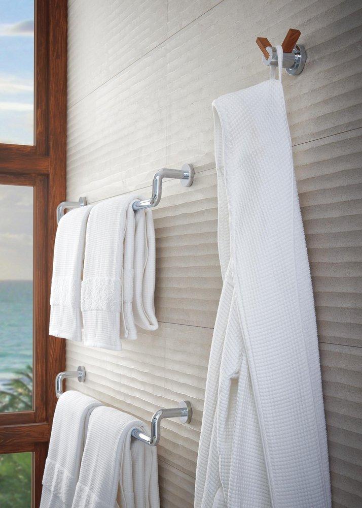 Brizo Polished Chrome/Teak Wood 2-Hook Robe Hook 