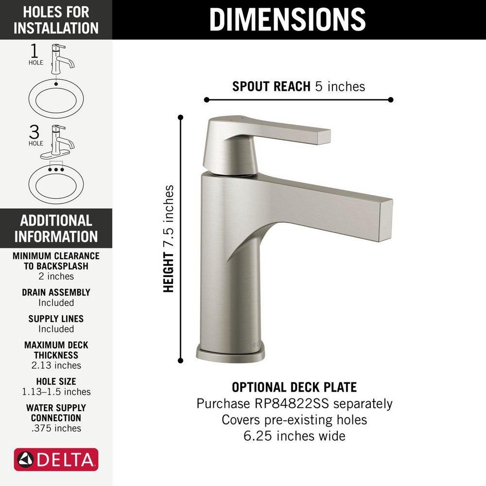 Delta Faucet Brilliance Stainless 7-1/2 in. 1.2 gpm 1-Hole Lavatory Faucet with Single Lever Handle 